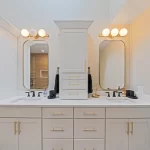 Double vanity in Islip, NY bathroom remodel by Kuhn Construction