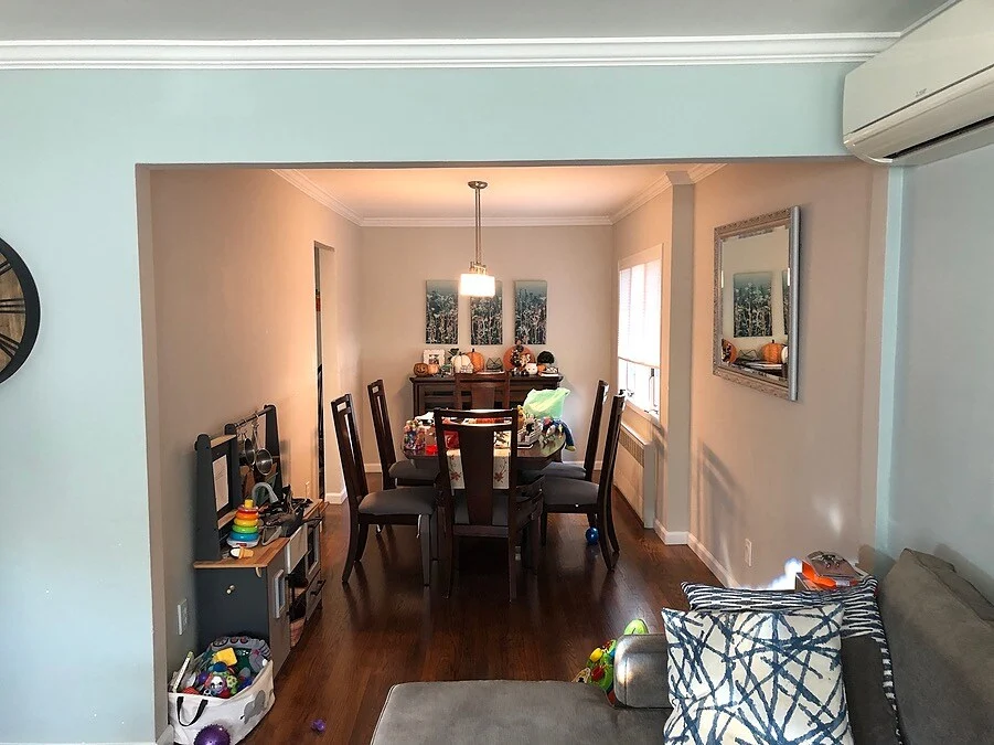 Before renovations in Hicksville kitchen with load bearing wall by Kuhn Construction