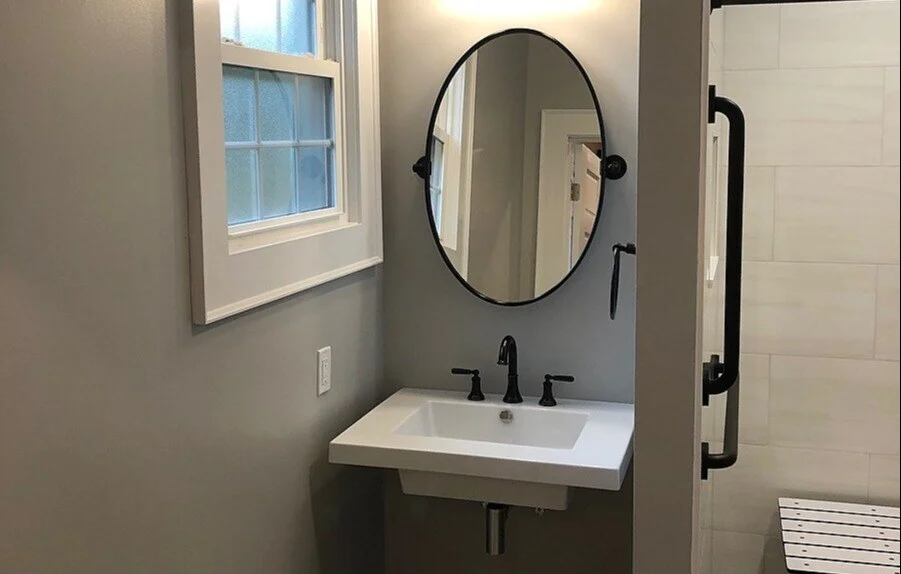 Long Island, NY bathroom remodel with ADA-compliant sink by Kuhn Construction